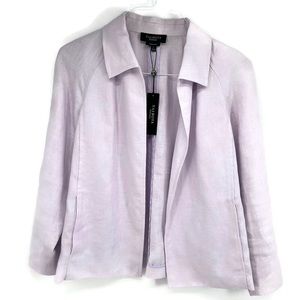 Talbots Pure Irish Linen Blazer Jacket Coat Open Front Lavender Purple Womens L